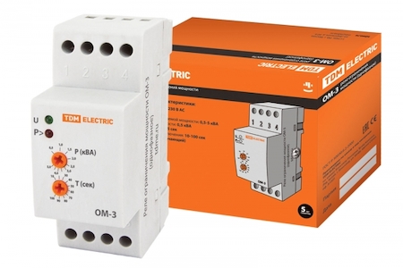 TDM ELECTRIC SQ1505-0001 Реле ограничения мощности ОМ-3 0,5/5-01 (1ф, 0,5-5кВА) TDM